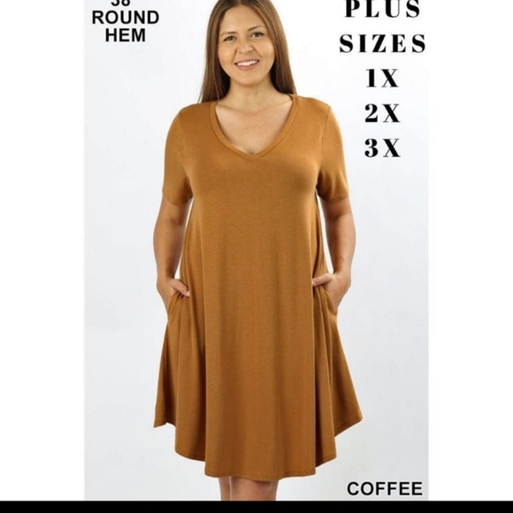 V-Neck Dress Short Sleeve - Picture 1 of 4